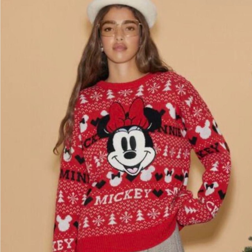 Disney Women's Red Minnie Mouse Sweater